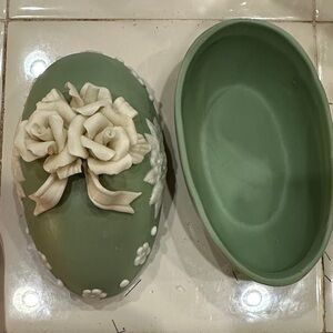 Vintage floral porcelain egg trinket box
